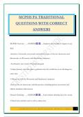 MCPHS PA TRADITIONAL QUESTIONS WITH CORRECT ANSWERS