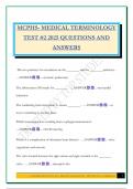 MCPHS- MEDICAL TERMINOLOGY TEST &num;2 2025 QUESTIONS AND ANSWERS