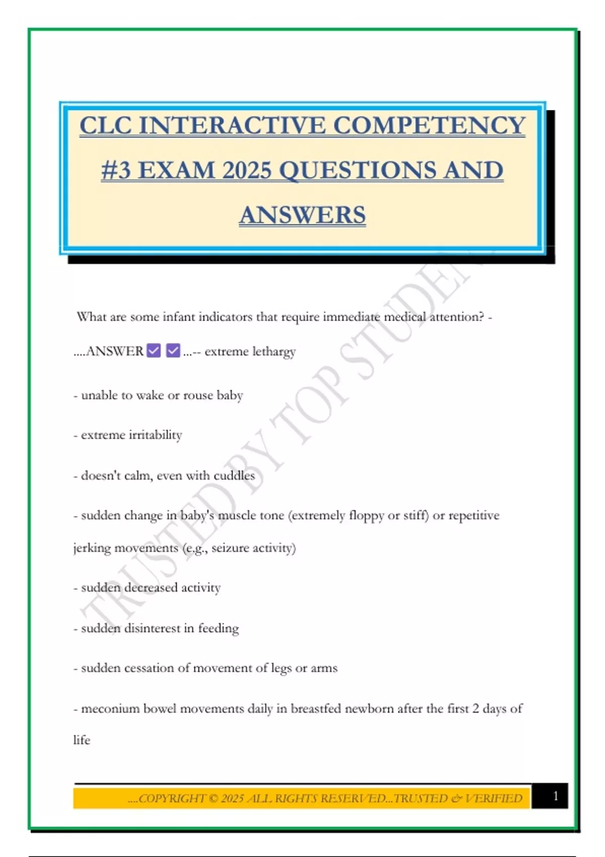 CLC INTERACTIVE COMPETENCY #3 EXAM 2025 QUESTIONS AND ANSWERS - CLC ...