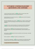 LVN QUIZ 1 UNITEK EXAM 2025 QUESTIONS AND ANSWERS