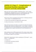 ASPEN CC Chap 17 - Complications of Parenteral Nutrition Question and answers correctly solved 2025