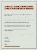 LOUISIANA HORTICULTURE LICENSE EXAM 2025 QUESTIONS AND ANSWERS