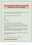 MANAGEMENT 3300 FINAL EXAM 2025 QUESTIONS AND ANSWERS