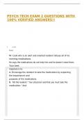 PSYCH TECH EXAM 2 QUESTIONS WITH 100&percnt; VERIFIED ANSWERS&excl;&excl;