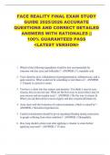 FACE REALITY FINAL EXAM STUDY  GUIDE 2025&sol;2026 ACCURATE  QUESTIONS AND CORRECT DETAILED  ANSWERS WITH RATIONALES &vert;&vert;  100&percnt; GUARANTEED PASS  <LATEST VERSION> 