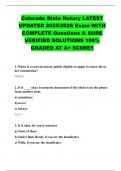 Colorado State Notary LATEST  UPDATED 2025&sol;2026 Exam WITH  COMPLETE Questions & SURE VERIFIED SOLUTIONS 100&percnt; GRADED AT A&plus; SC0RE&excl;&excl; 