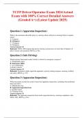 TCFP Driver&sol;Operator Exam 2024&sol;Actual Exam with 100&percnt; Correct Detailed Answers &lpar;Graded A&plus;&rpar; &lpar;Latest Update 2025&rpar;