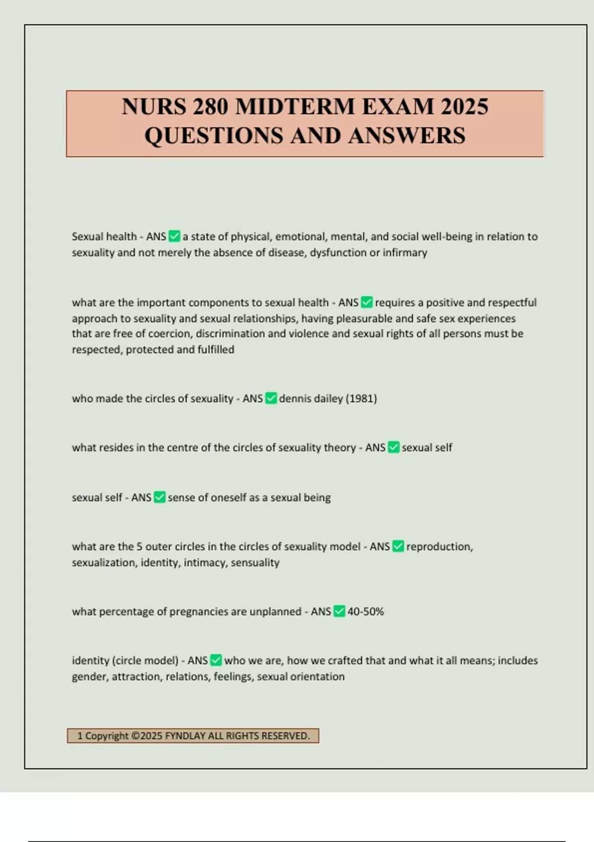 NURS 280 MIDTERM EXAM 2025 QUESTIONS AND ANSWERS - NURS 280 - Stuvia US
