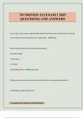 NUTRITION 213 EXAM 1 2025 QUESTIONS AND ANSWERS