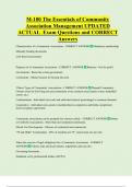 M-100 The Essentials of Community  Association Management UPDATED  ACTUAL  Exam Questions and CORRECT  Answers 