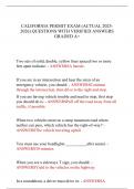 CALIFORNIA PERMIT EXAM &lpar;ACTUAL 2025- 2026&rpar; QUESTIONS WITH VERIFIED ANSWERS  GRADED A&plus;