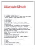 Weld Inspector Level 1 Exam with  complete solutions latest version