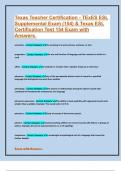 Texas Teacher Certification - TExES ESL Supplemental Exam &lpar;154&rpar; & Texas ESL Certification Test 154 Exam with Answers