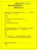 CHEM 210 BIOCHEMISTRY - MODULE 6 QUESTIONS AND ANSWERS 2025