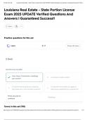 Louisiana Real Estate - State Portion License Exam 2025 UPDATE Verified Questions And Answers &vert; Guaranteed Success&excl;&excl;