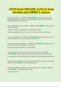 CEFM Exam UPDATED  ACTUAL Exam  Questions and CORRECT Answers 