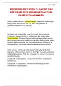 MICROBIOLOGY EXAM 1- DAYDIF ASU  DTP EXAM 2025 BRAND NEW ACTUAL  EXAM WITH ANSWERS&period;