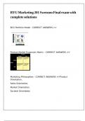 BYU Marketing 201 Swenson Final exam with complete solutions