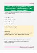CNA - Basic Nursing Skills &lpar;Unit 2&rpar;  Questions and Correct Answers&sol; Latest  Update &sol; Already Graded