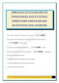 ARKANSAS STATE BOARD OF EMBALMERS AND FUNERAL DIRECTORS LRR EXAM 2025 QUESTIONS AND ANSWERS
