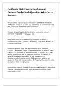 California State Contractors Law and Business Study Guide Questions With Correct Answers