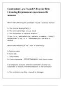 Contractors Law Exam CA Practice Test Licensing Requirements questions with answers