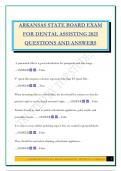ARKANSAS STATE BOARD EXAM FOR DENTAL ASSISTING 2025 QUESTIONS AND ANSWERS