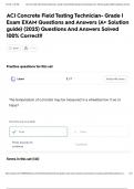 ACI Concrete Field Testing Technician- Grade I Exam EXAM Questions and Answers &lpar;A&plus; Solution guide&rpar; &lpar;2025&rpar; Questions And Answers Solved 100&percnt; Correct&excl;&excl;