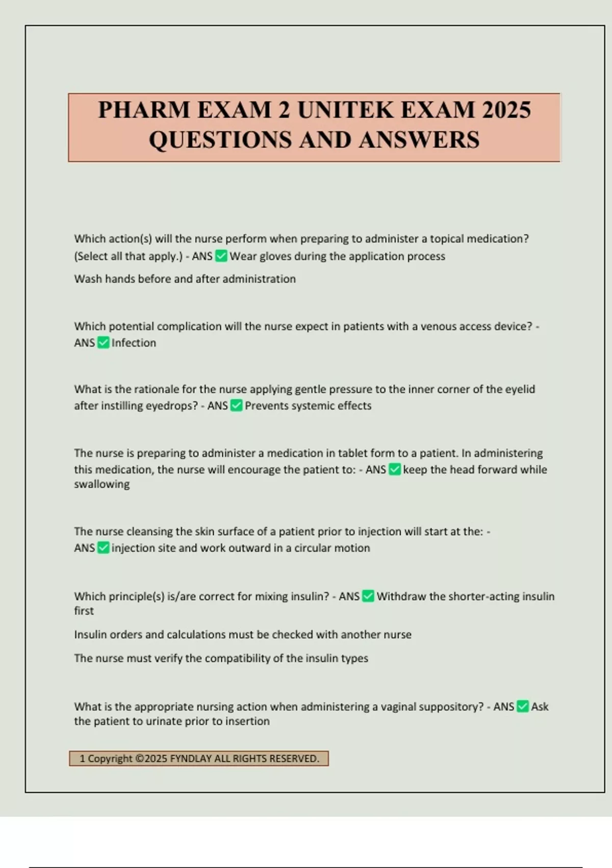 PHARM EXAM 2 UNITEK EXAM 2025 QUESTIONS AND ANSWERS - PHARM - Stuvia US
