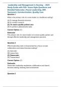  Leadership and Management in Nursing &ndash; 2025 Study Guide with 100&plus; Exam-Style Questions and Detailed Rationales &vert; Nurse Leadership&comma; EBP&comma; Teamwork&comma; Communication&comma; Quality Care