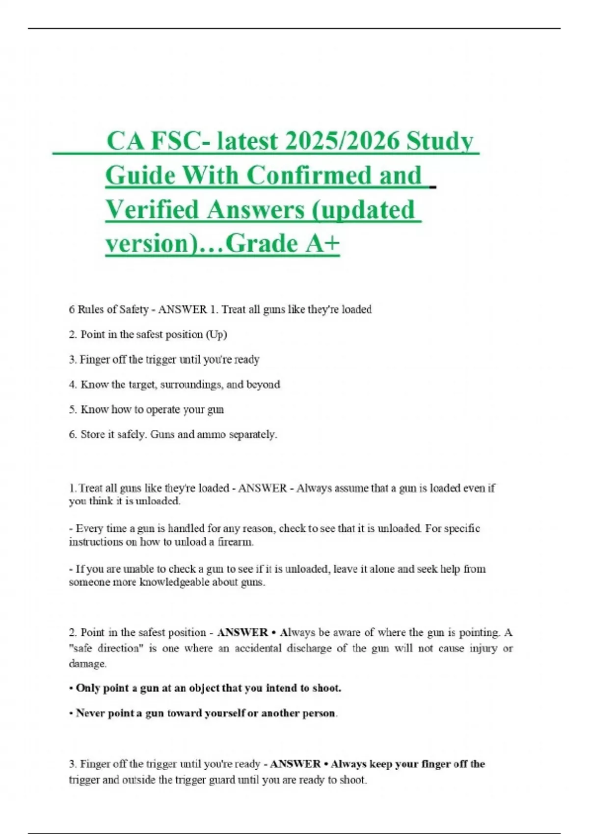 CA FSC- latest 2025/2026 Study Guide With Confirmed and Verified Answers (updated version)…Grade ...