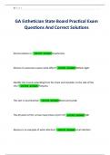 GA Esthetician State Board Practical Exam Questions And Correct Solutions