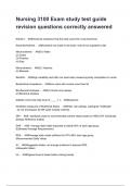 Nursing 3100 Exam study test guide revision questions correctly answered