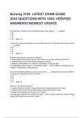 Nursing 3100  LATEST EXAM GUIDE 2025 QUESTIONS WITH 100&percnt; VERIFIED ANSWERS&excl;&excl;&sol;NEWEST UPDATE