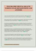 PSYCHIATRIC&sol;MENTAL HEALTH NURSING EXAM 2025 QUESTIONS AND ANSWERS