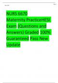 Maternity Practice HESI Exam &ndash; NURS 6670 &ndash; 100&percnt; Graded Questions and Answers &ndash; Latest Update