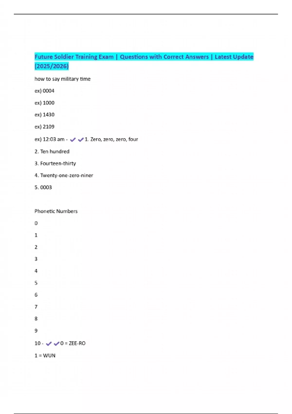 Future Soldier Training Exam | Questions with Correct Answers | Latest ...
