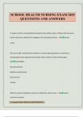 SCHOOL HEALTH NURSING EXAM 2025 QUESTIONS AND ANSWERS