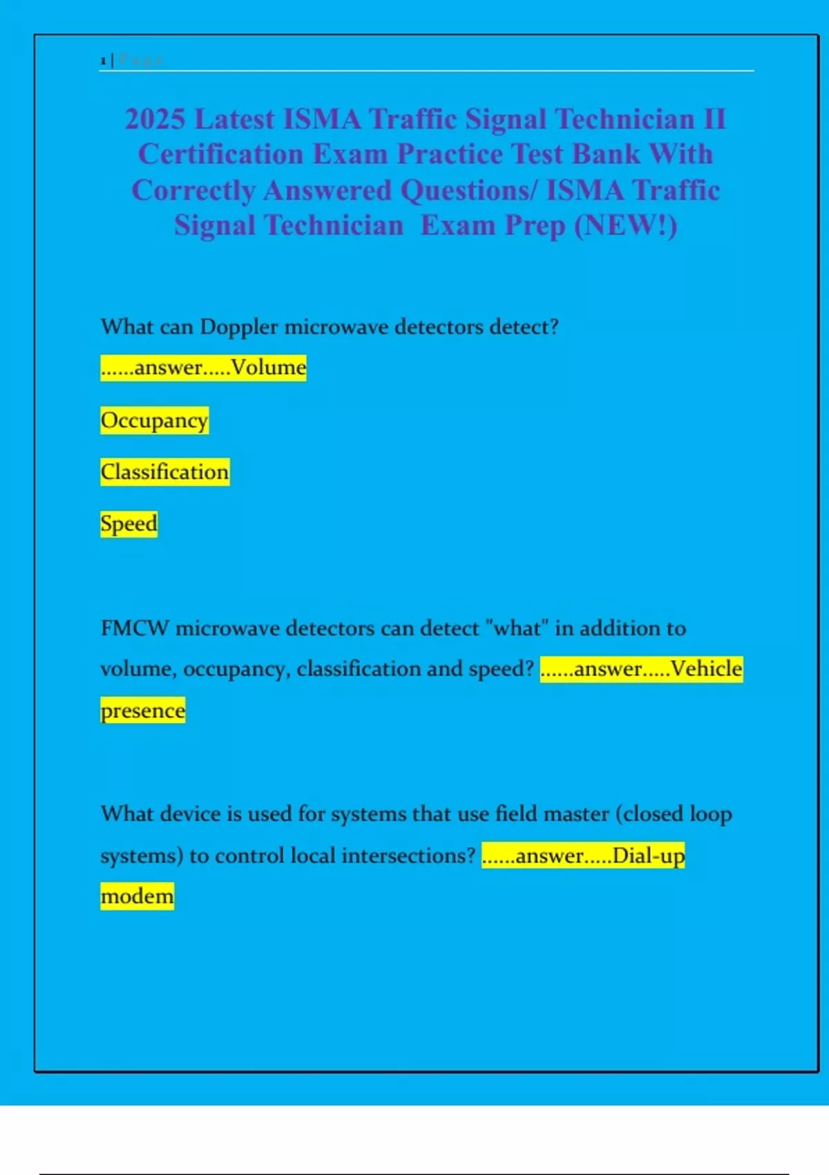Signal Tech Ii 2025 Latest ISMA Traffic Signal Technician II Certification Exam ...