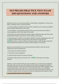 SLP PRAXIS PRACTICE TEST EXAM 2025 QUESTIONS AND ANSWERS