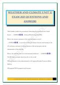 WEATHER AND CLIMATE UNIT 12 EXAM 2025 QUESTIONS AND ANSWERS
