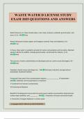 WASTE WATER D LICENSE STUDY EXAM 2025 QUESTIONS AND ANSWERS
