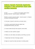 Indiana Aquatic Pesticide Applicator Category 5 &lpar;For JonesFish&rpar; Exam with verified solutions 