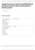 Asphalt Paving Level 1 EXAM COMPREHENSIVE questions answered&comma; 2025 verified graded A&plus; already passed&excl;