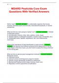 MDARD Pesticide Core Exam Questions With Verified Answers