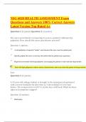 NSG 6020 HEALTH ASSESSMENT Exam Questions and Answers 100- Correct Answers Latest Version Top
