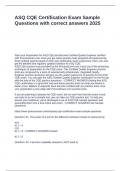 ASQ CQE Certification Exam Sample Questions with correct answers 2025