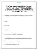 TCM TESTS DAILY EXAM QUESTION BANK UPDATED VERSION ALL WITH COMPLETE 650 QUESTIONS AND CORRECT DETAILED SOLUTIONS JUST RELEASED THIS YEAR