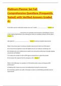 Platinum Planner Set Full Comprehensive Questions &lpar;Frequently Tested&rpar; with Verified Answers Graded A&plus;
