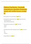 Platinum Final Review - Paramedic Comprehensive Questions &lpar;Frequently Tested&rpar; with Verified Answers Graded A&plus;